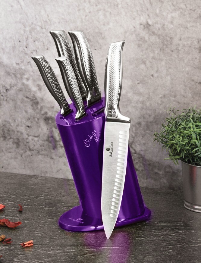 BERLINGERHAUS Sada nožů ve stojanu 6 ks Royal Purple Metallic Line Kikoza Collection