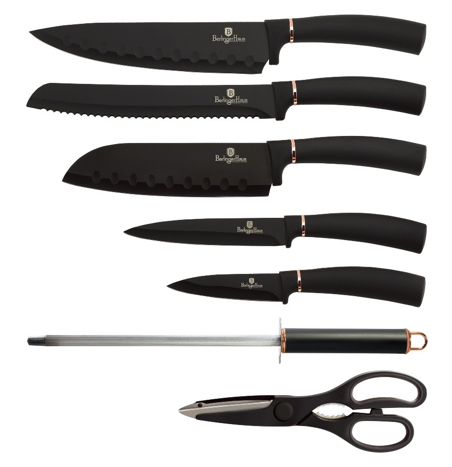 BERLINGERHAUS Sada nožů ve stojanu 8 ks Black Rose Collection