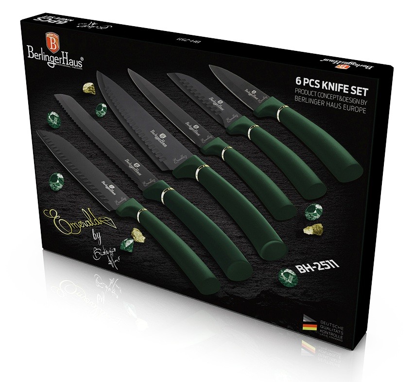 BERLINGERHAUS Sada nožů s nepřilnavým povrchem 6 ks Emerald Collection