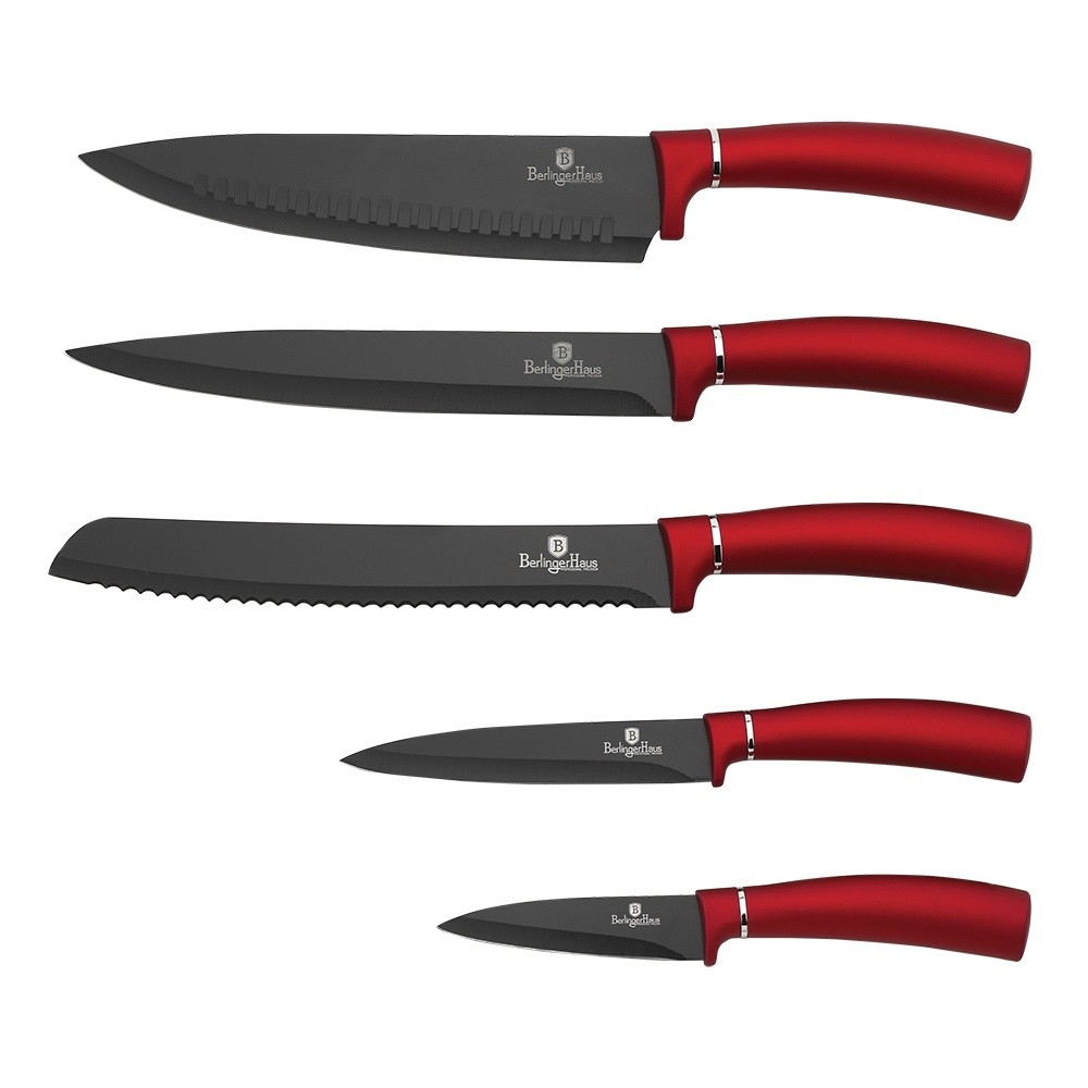BERLINGERHAUS Sada nožů s nepřilnavým povrchem + prkénko 6 ks Burgundy Line