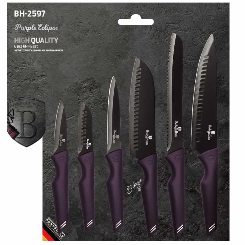 BERLINGERHAUS Sada nožů s nepřilnavým povrchem 6 ks Purple Eclipse Collection