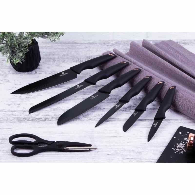 BERLINGERHAUS Sada nožů s nepřilnavým povrchem 7 ks Black Rose Collection