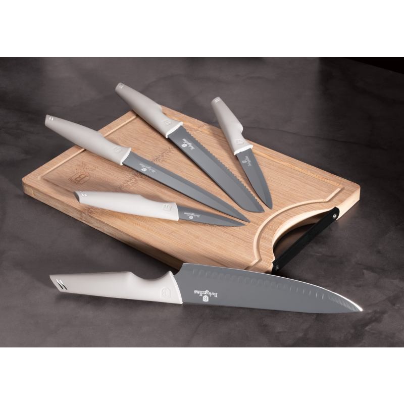BERLINGERHAUS Sada nožů s nepřilnavým povrchem + prkénko 6 ks Aspen Collection