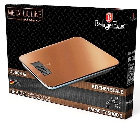 BERLINGERHAUS Váha kuchyňská digitální 5 kg Rosegold Metallic Line