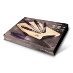 Sada nožů s nepřilnavým povrchem + prkénko 6 ks Purple Eclipse Collection