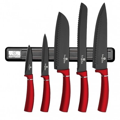 BERLINGERHAUS Sada nožů s magnetickým držákem Burgundy Metallic Line 6 ks