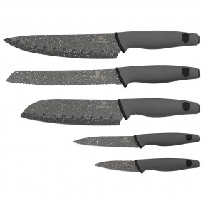 BERLINGERHAUS Sada nožů s mramorovým povrchem 5 ks Granit Diamond Line šedá