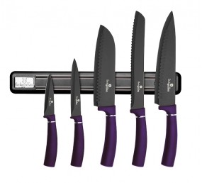 Sada nožů s magnetickým držákem 6 ks Purple Metallic Line